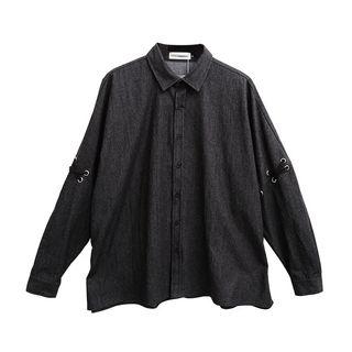 Long-sleeve Lace-up Denim Shirt