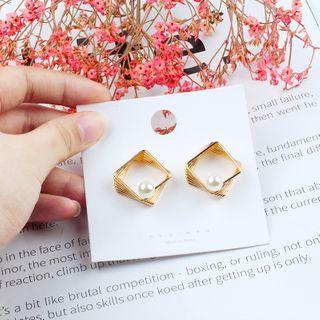 Layered Square Earring 1 Pair - Gold - One Size