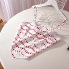 Heart Print Dotted Camisole Top Camisole Top - Heart Print - White - One Size