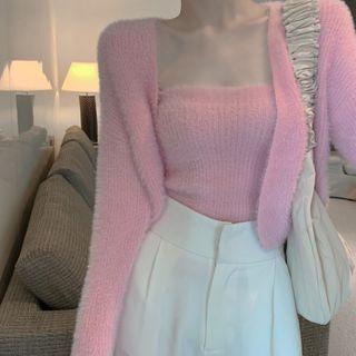 Set: Knit Tube Top + Knit Cropped Cardigan