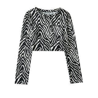 Zebra Print Cropped Cardigan