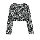 Zebra Print Cropped Cardigan