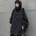 Front Pocket Half-button Hooded Top