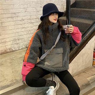 Turtle-neck Color-block Long-sleeve Sweatshirt