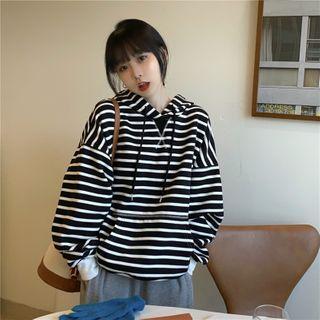 Stripe Hooded Loose-fit Sweatshirt