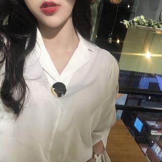 Metal V-neck Blouse