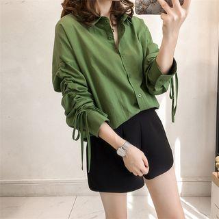 Plain Drawstring Detail Shirt