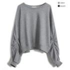 Drawstring Batwing-sleeve Sweatshirt