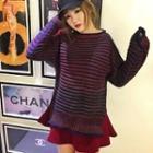 Side-slit Striped Sweater