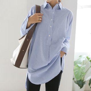 Half-placket Boxy-fit Cotton Shirtdress