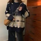 Patterned Oversize Sweater / Cropped Wide-leg Pants