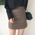 Mini A-line Plaid Skirt As Shown In Figure - One Size
