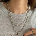 Heart Glaze Pendant Alloy Necklace Silver - One Size
