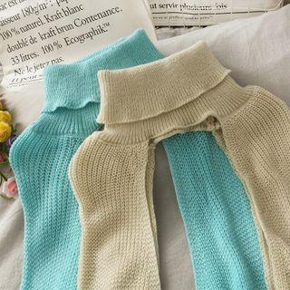 Turtleneck Cropped Knit Cape Top