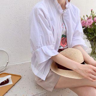 Frilled-detail Zip-up Jacket White - One Size