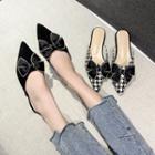Pointed Bow Accent Houndstooth Mules