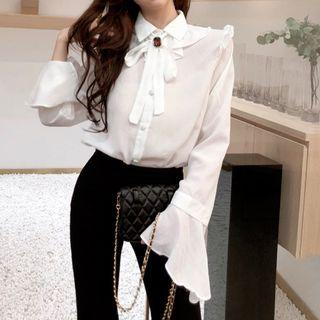 Tie-front Shirt White - One Size