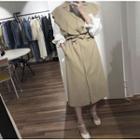 Sleeveless Midi Coat Dress Khaki - One Size