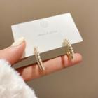 Faux Pearl Hoop Earring A075 - 1 Pair - 925 Silver - Gold - One Size