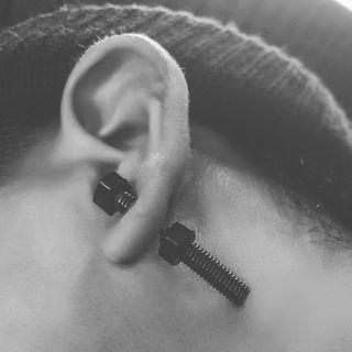 Screw Stainless Steel Through & Through Earring 1 Pair - Black - One Size