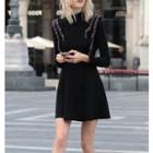 Puff Sleeve Frilled Trim A-line Dress