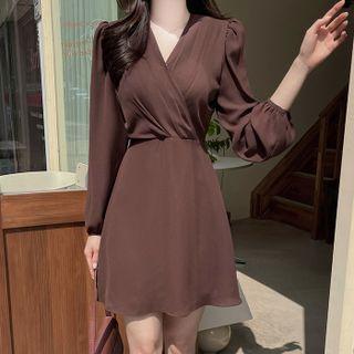 Pleated Flared Wrap Dress