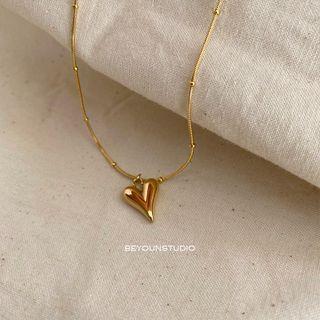 Heart Pendant Necklace E276 - Gold - One Size