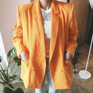 Metal-button Linen Blazer