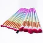 Set Of 16: Gradient Glitter Makeup Brush Set Of 16 - T-16-001 - Gradient Green & Blur & Purple - One Size