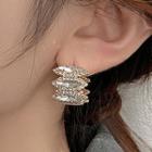 Rhinestone Earring 1 Pair - 925 Silver Needle - Gold - One Size