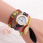 Feather Woven Layered Strap Watch