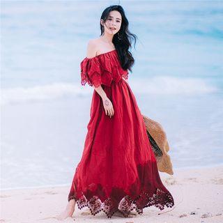Off-shoulder A-line Maxi Sundress