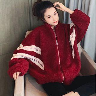 Striped Fleece Zipped Jacket
