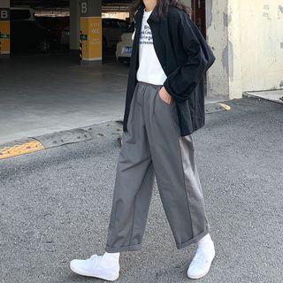 Plain Loose-fit Jacket / High-waist Pants