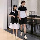 Couple Matching Short-sleeve Polo Shirt / Midi A-line Dress / Shorts / Set