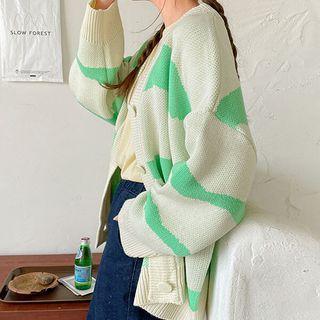V-neck Printed Oversized Cardigan