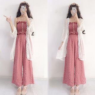 Light Jacket / Set: Camisole Top + Wide Leg Pants