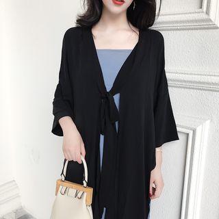 Slit Chiffon Long-sleeve Blouse