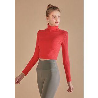 Turtleneck Ribbed Cropped Top