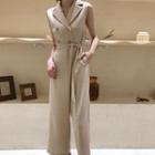 Sleeveless Double Breasted Wide-leg Jumpsuit