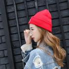 Letter Knit Beanie Red - One Size