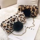 Chain Strap Leopard Print Furry Crossbody Bag