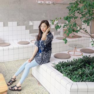 Tasseled Scarf Print Top (l~xxl)