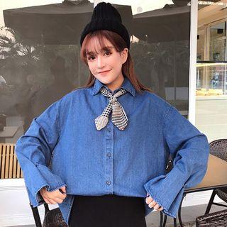 Bell-sleeve Denim Blouse