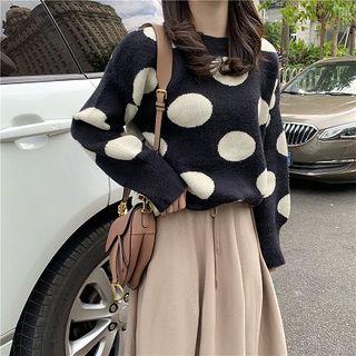Dotted Sweater / Midi A-line Skirt