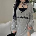 Long-sleeve Chain Lettering T-shirt / Camisole Top