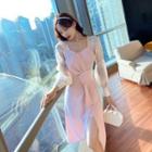 Lantern-sleeve Bow A-line Dress