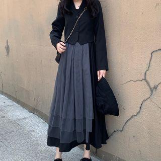Plain Blazer / Sleeveless Midi Dress