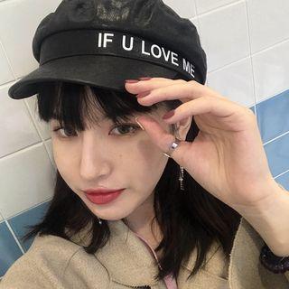 Lettering Faux Leather Military Cap