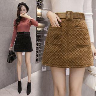 Plain Quilted A-line Skirt